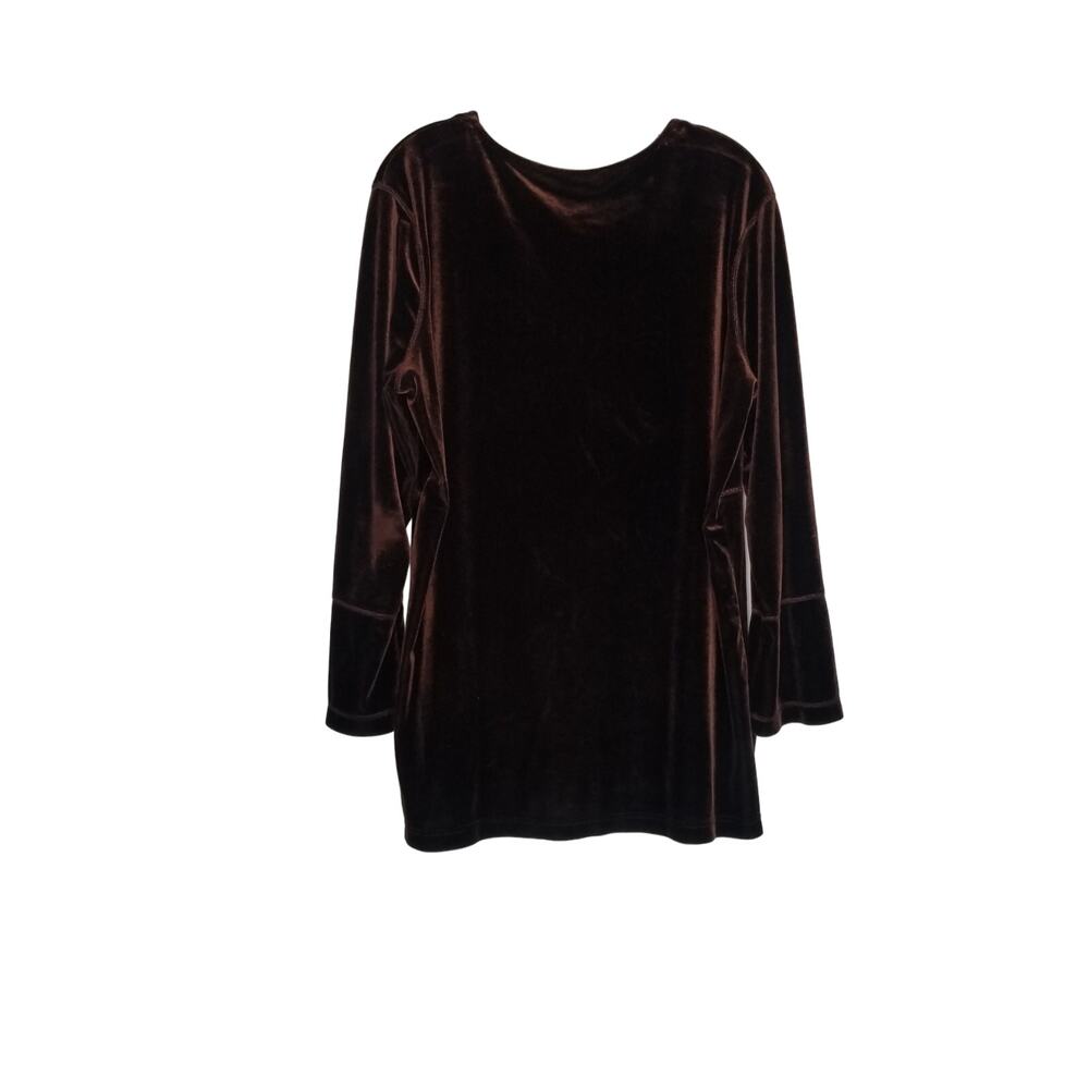 Avenue Women's Velour Loungewear Set, Brown 2Pc Blouse and Pant Size 14/16 Tall - Picture 4 of 16